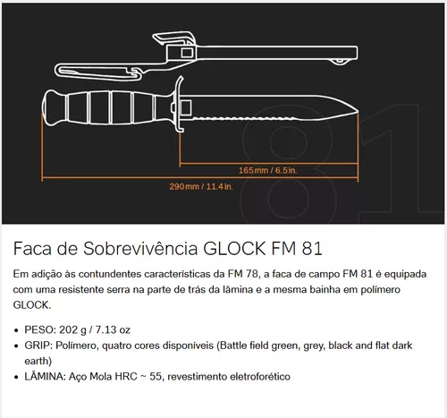 Faca Tática Militar Original Glock