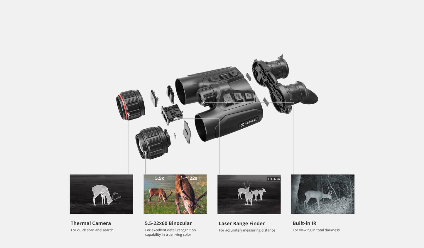 Binóculo Hikmicro Habrok 4k HE25LN Termal Night Vision Rangefinder