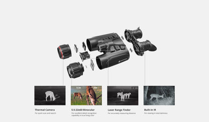 Binóculo Hikmicro Habrok 4k HE25LN Termal Night Vision Rangefinder
